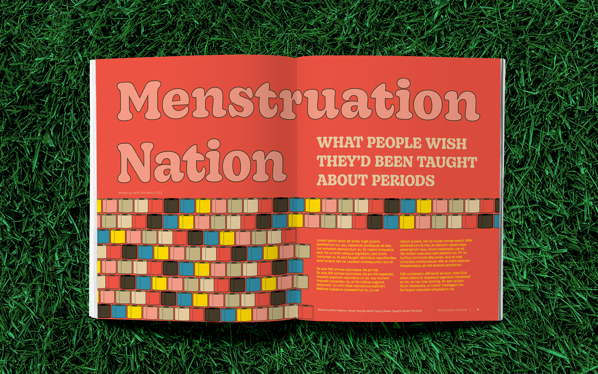 "Menstruation Monthly" magazine spread.