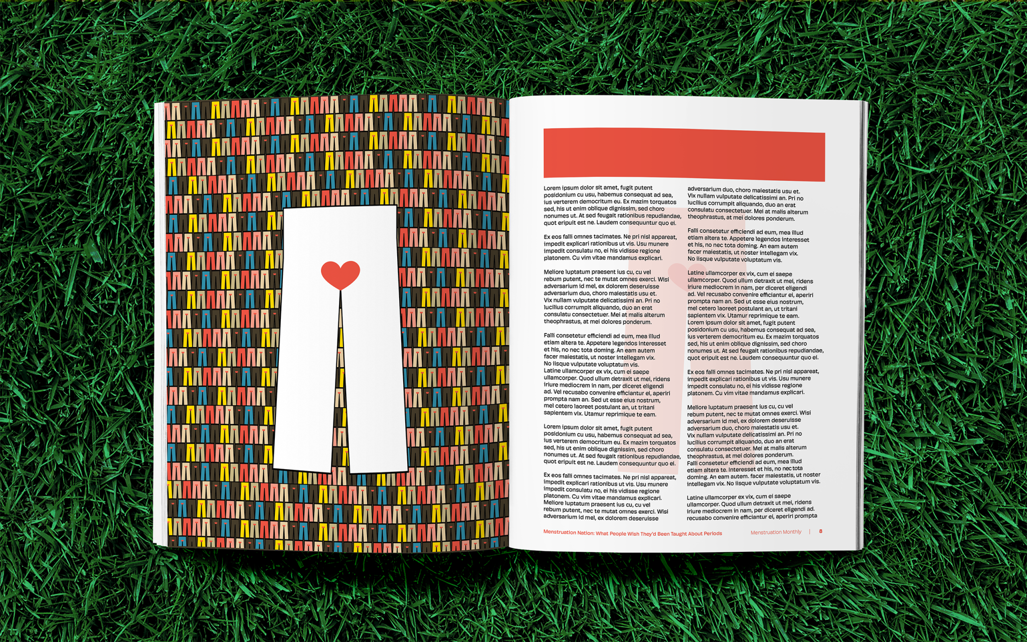 "Menstruation Monthly" magazine spread.